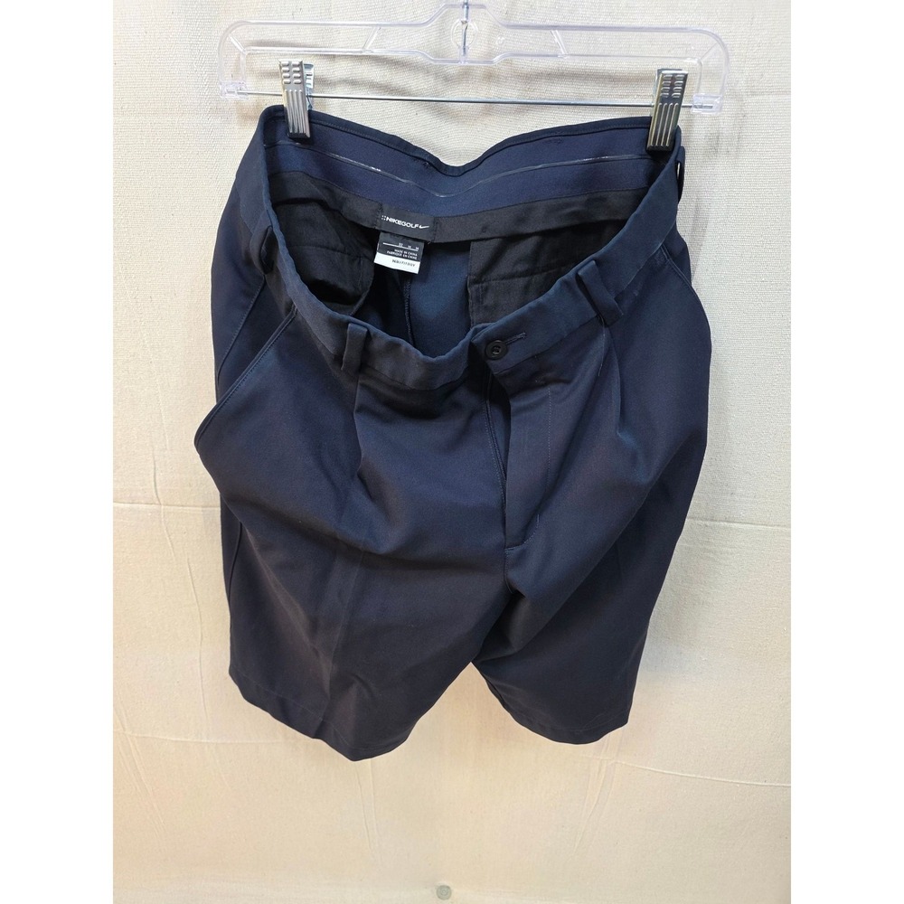 Nike Golf Fit Dry Mens Navy Blue Performance Shorts Size 32‎ Flat Front Swoosh